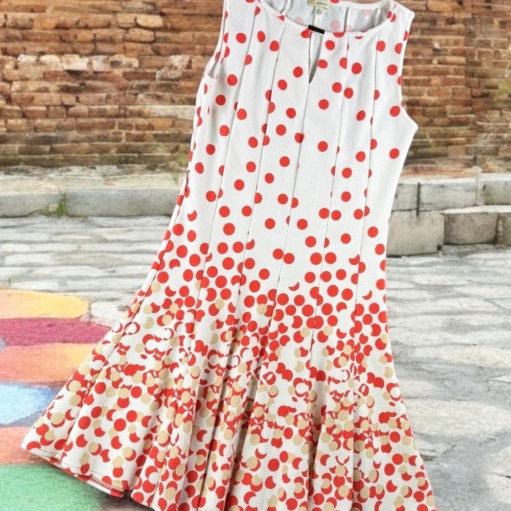 Haani Dress Women M White Red‎ Polka Dot Fit & Flare Sleeveless Party Cocktail